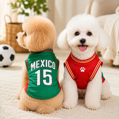 Mexico 15 Pet Jersey Shirt for Small Medium Dogs and Cats, Breathable Mesh Soccer Style Pet Vest, Sleeveless Puppy Sports Outfit, Cute Lightweight Dog Cat Clothes for Daily Wear, Outdoor Walks, Photos and Parties